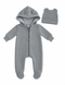 Salopetă Pampy din tricot de bumbac flaușat + căciuliță Gray 50-56 cm  (0-1 luni) 550898 foto