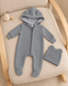 Salopetă Pampy din tricot de bumbac flaușat + căciuliță Gray 68-74 cm (6-9 luni) 20152163 foto 2
