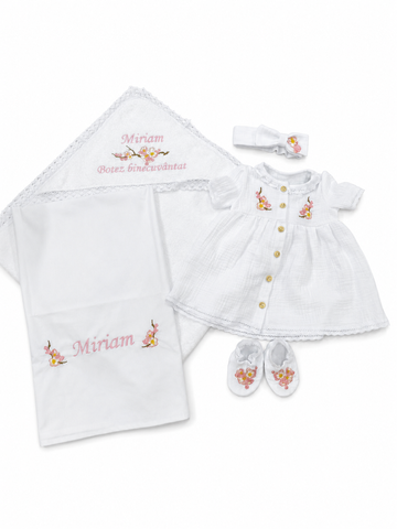 Set pentru botez Pampy pentru fetiță cu broderie personalizată 50-56 cm (0-1 luni) 44990989 foto