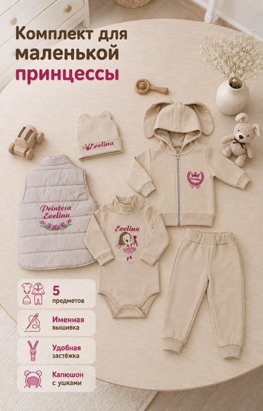 Set personalizat de haine Pampy pentru copii &ndash; 5 piese 50-56 cm (0-1 luni) 06036105 foto