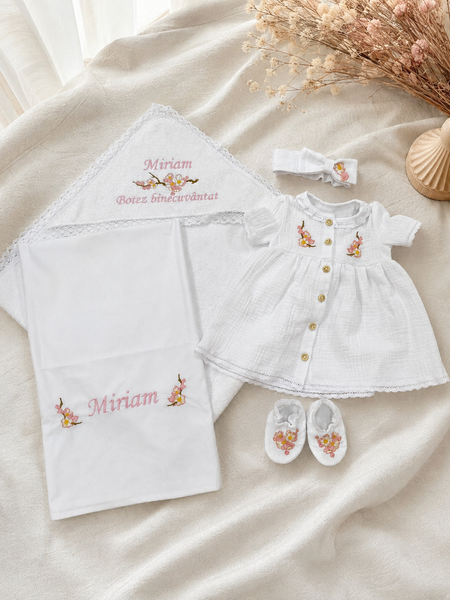 Set pentru botez Pampy pentru fetiță cu broderie personalizată 50-56 cm (0-1 luni) 44990989 foto