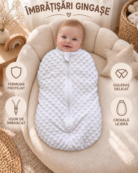 Pelincă cocon căptușită Pampy cu fermoar 50-56 cm (0-1 luni) alb  17648406 foto