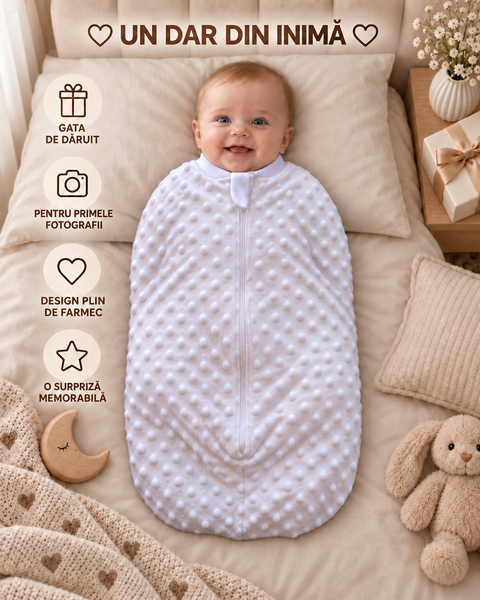 Pelincă cocon căptușită Pampy cu fermoar 50-56 cm (0-1 luni) alb  17648406 foto