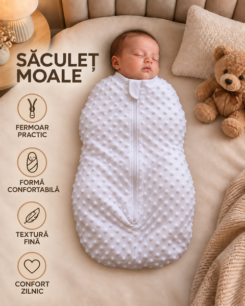 Pelincă cocon căptușită Pampy cu fermoar 50-56 cm (0-1 luni) alb  17648406 foto