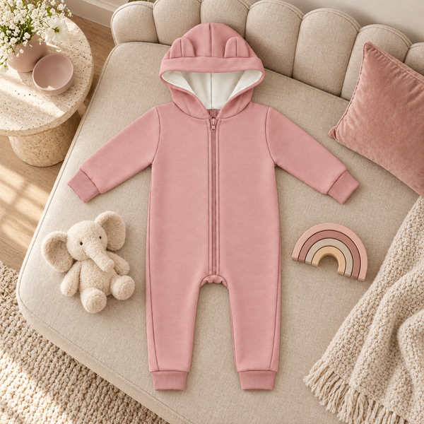 Комбинезон С капюшоном и без ножек Light Pink   74-80 см (9-12 месяцев) ID999MARKET_6260034 фото