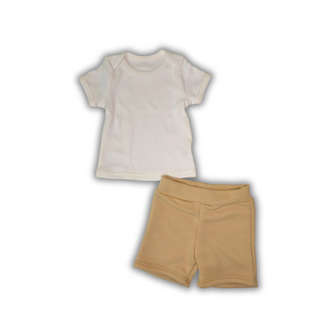 Set Maiou Ivory+Pantalonași Scurți Bej fără Flis 68-74 cm (6-9 luni) 92487597 foto