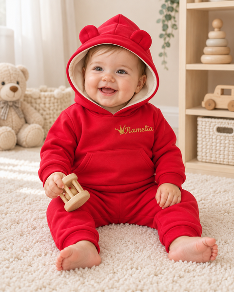 Costum rosu sportiv personalizat Hanorac+pantolanasi 1-3 luni ID999MARKET_6795696 foto