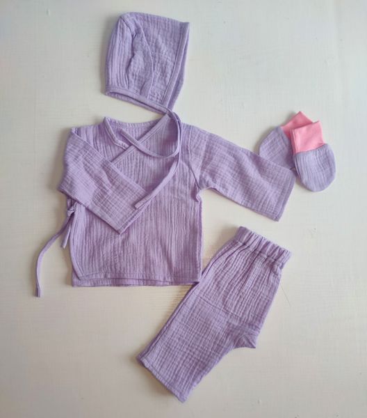 Set din muslin Pampy cu camasa (0-3 luni) Violet ID999MARKET_6846769 foto