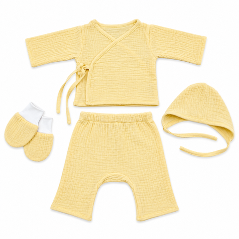 Set din muslin Pampy cu camasa (0-1 luni) Galben ID999MARKET_6846771 foto