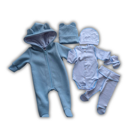 Set (Combinezon + body+ pantolanasi+caiulita) Pampy (0-1 luni) Blue ID999MARKET_6330205 foto
