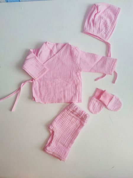 Set din muslin Pampy cu camasa (0-3 luni) Roz ID999MARKET_6852548 foto