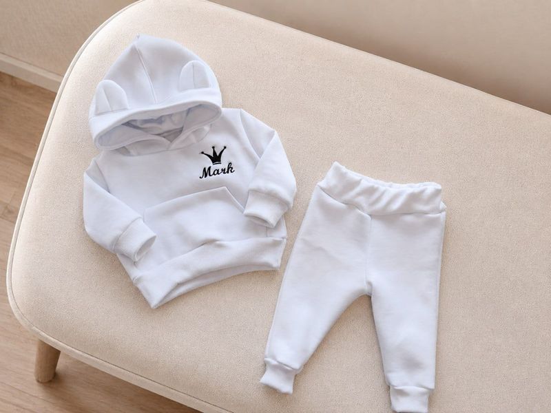 Costum alb sportiv personalizat Hanorac+pantolanasi 1-3 luni ID999MARKET_6795696 foto