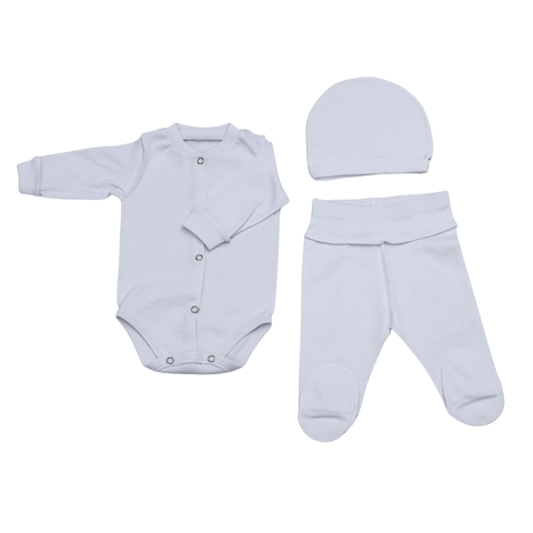 Комплект из 3-х единиц 0-1 месяцев White (боди+ползунки+ шапочка)  ID999MARKET_6321602 фото