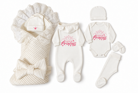 Set pentru externare Pampy Little Princess White (Roz) 56-62 cm (1-3 luni) ID999MARKET_6733657 foto