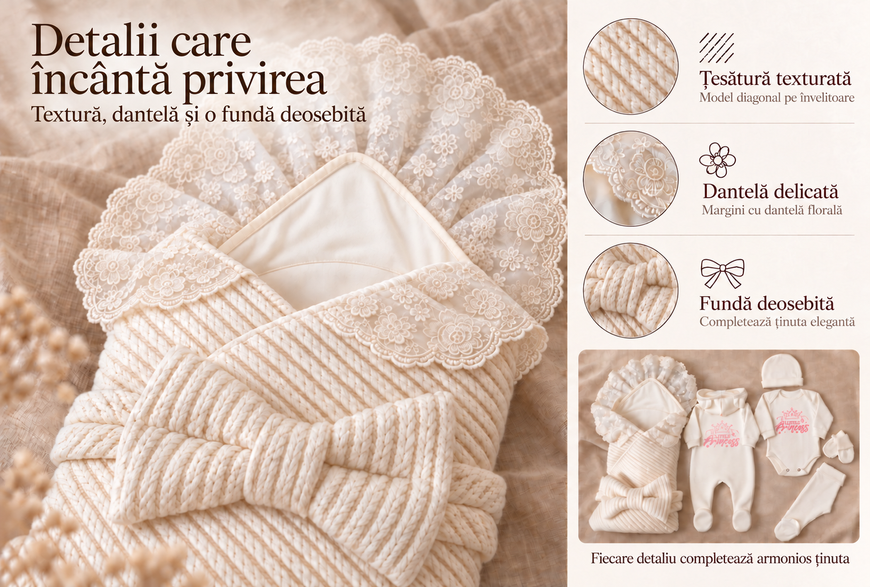 Set pentru externare Pampy Little Princess White (Roz) 56-62 cm (1-3 luni) ID999MARKET_6733657 foto