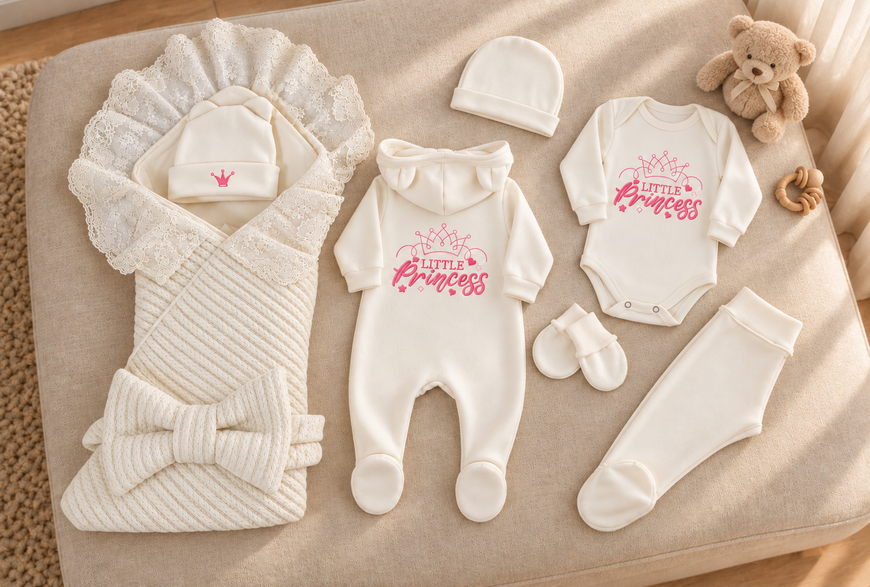 Set pentru externare Pampy Little Princess White (Roz) 56-62 cm (1-3 luni) ID999MARKET_6733657 foto