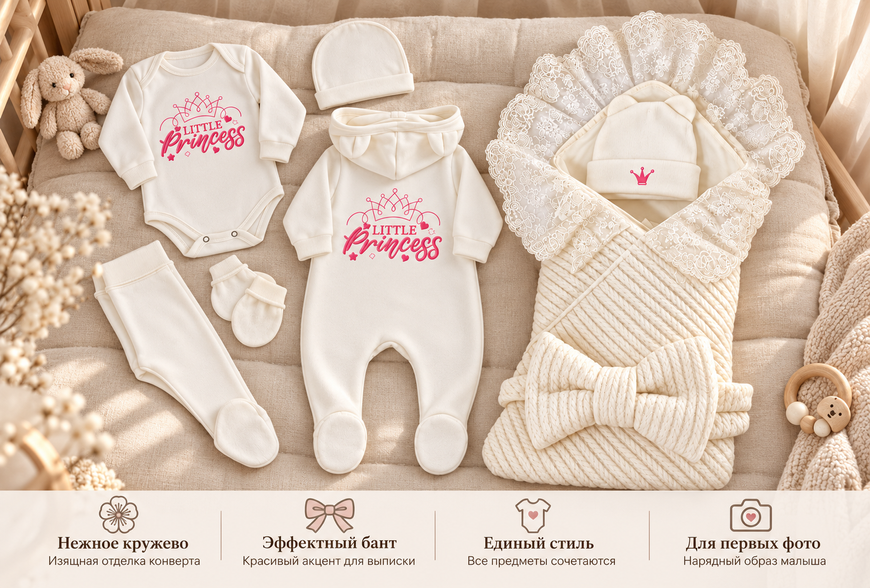 Set pentru externare Pampy Little Princess White (Roz) 56-62 cm (1-3 luni) ID999MARKET_6733657 foto