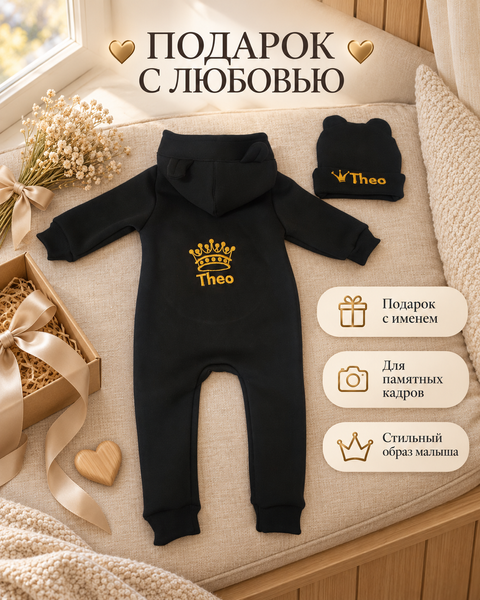Set personalizat de haine Pampy pentru copii &ndash; salopetă și căciuliță 50-56 cm (0-1 luni) 28565503 foto