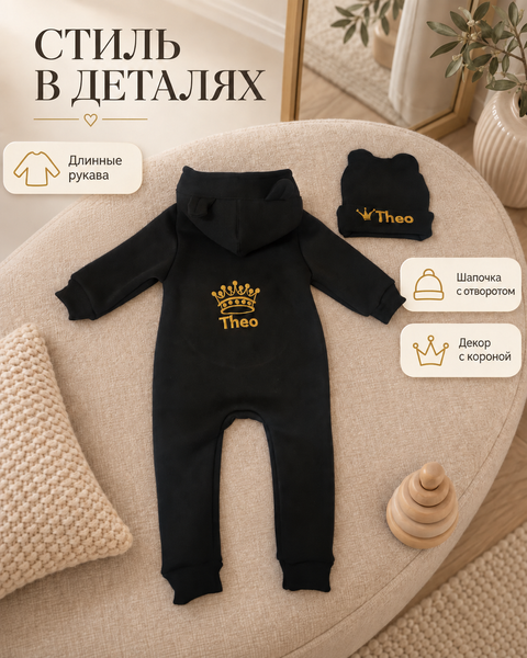 Set personalizat de haine Pampy pentru copii &ndash; salopetă și căciuliță 50-56 cm (0-1 luni) 28565503 foto