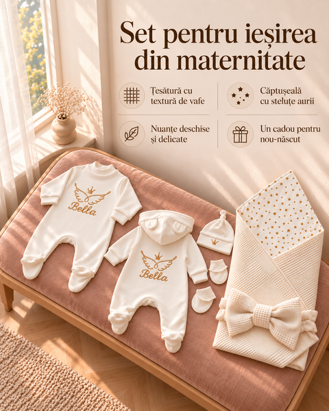 Setul pentru externarea Vafel Ivory 56-62 cm (1-3 luni) ID999MARKET_6710030 foto